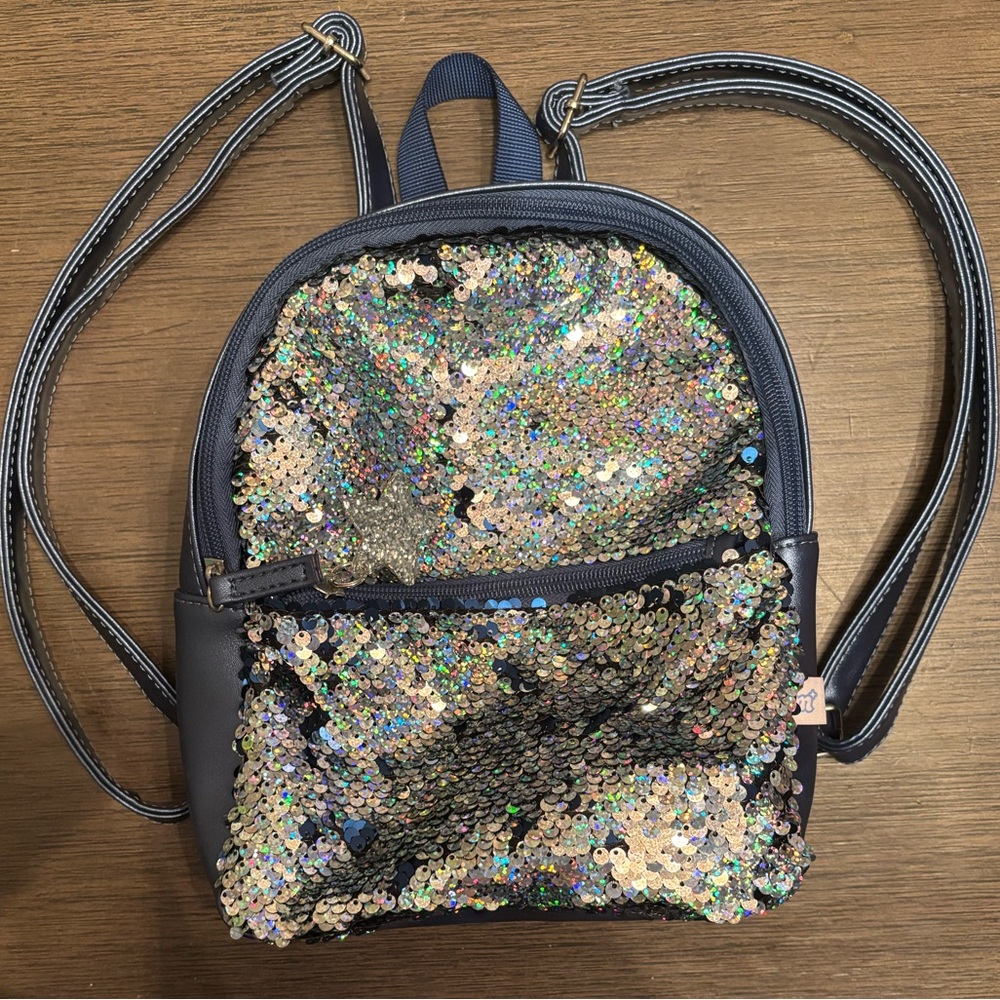 Target Silver and Blue Mini Backpack with Reversible Sequins